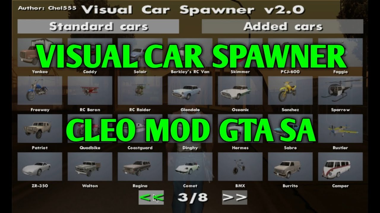 Gta san andreas Visual Car Spawner Mod V2 0 Cleo Mod | Winterbyte Gaming