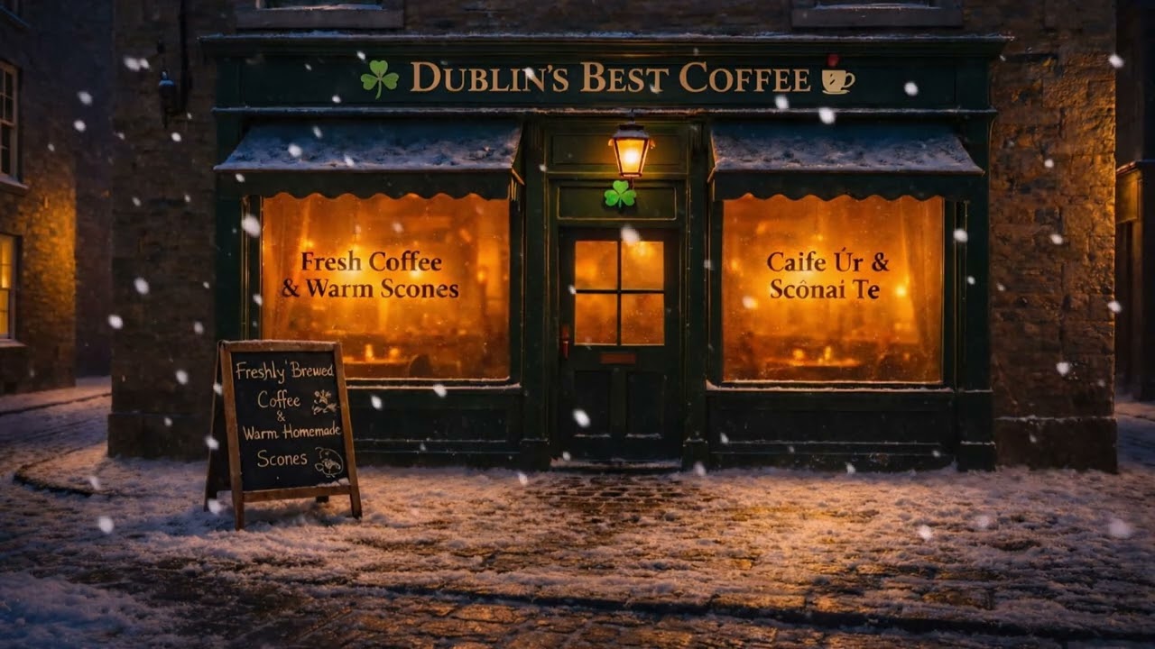 ☘️ Celtic Music | Dublin’s Best Coffee Shop ☕ Cozy Winter Night Ambience