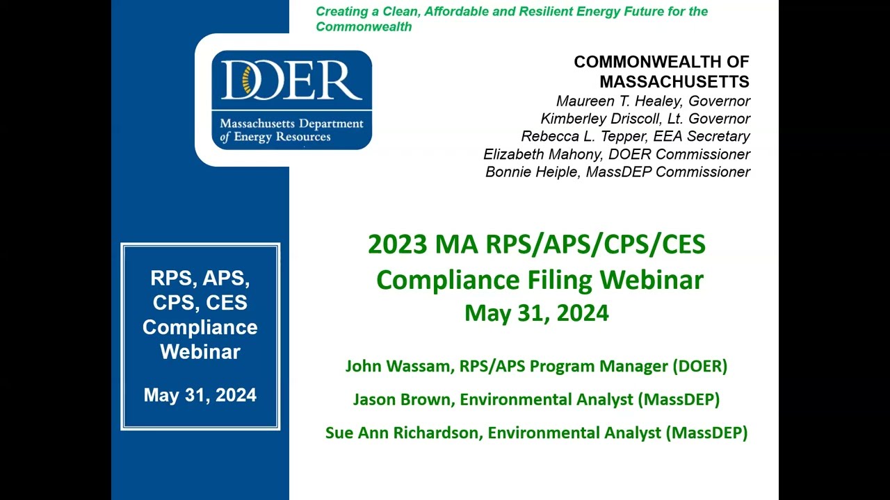 2023 MA RPS/APS/CPS/CES Compliance Filing Webinar