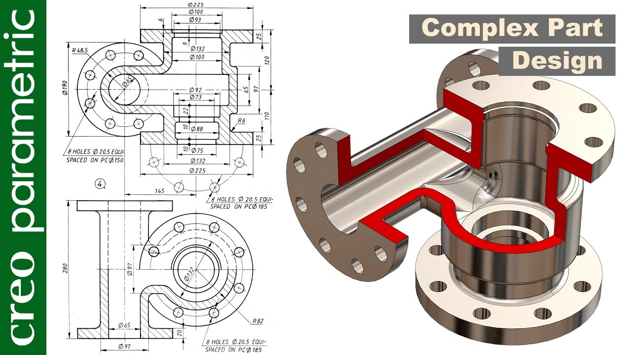 Complex part design | Boiler feed regulator check valve in Creo Parametric