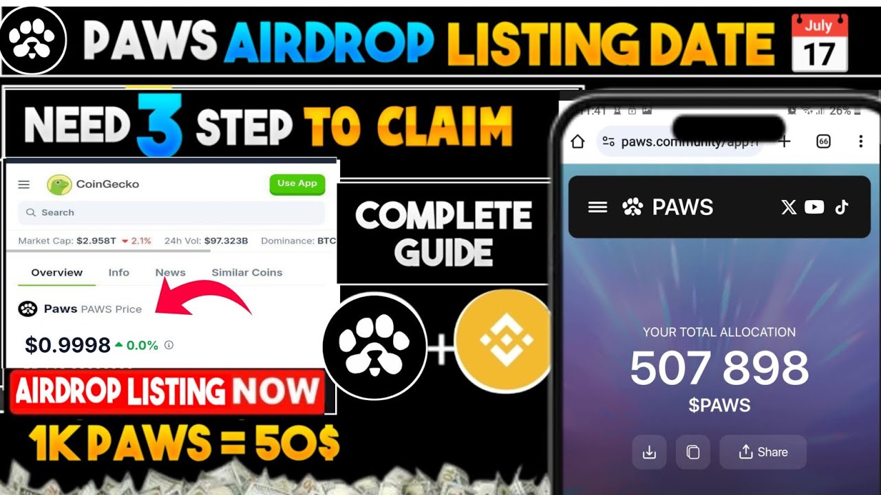Paws Airdrop Update | Exchange Listing & Token Overview Explained