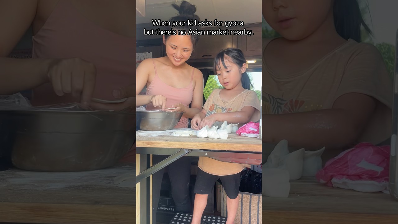 Japanese Mother Daughter Living on the Road Making Gyoza in RV Kitchen