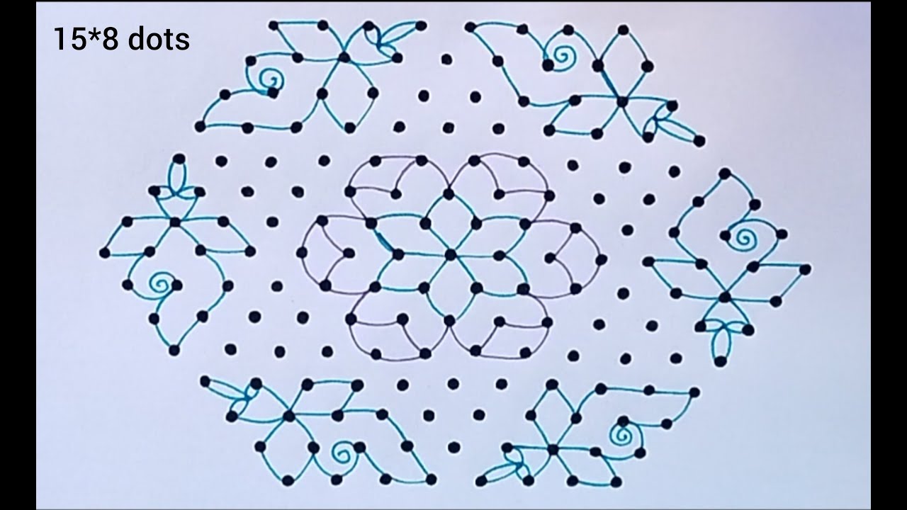 Easy Rangoli designs || 15*8 dots || beginners rangoli || simple and easy rangoli design || kolam