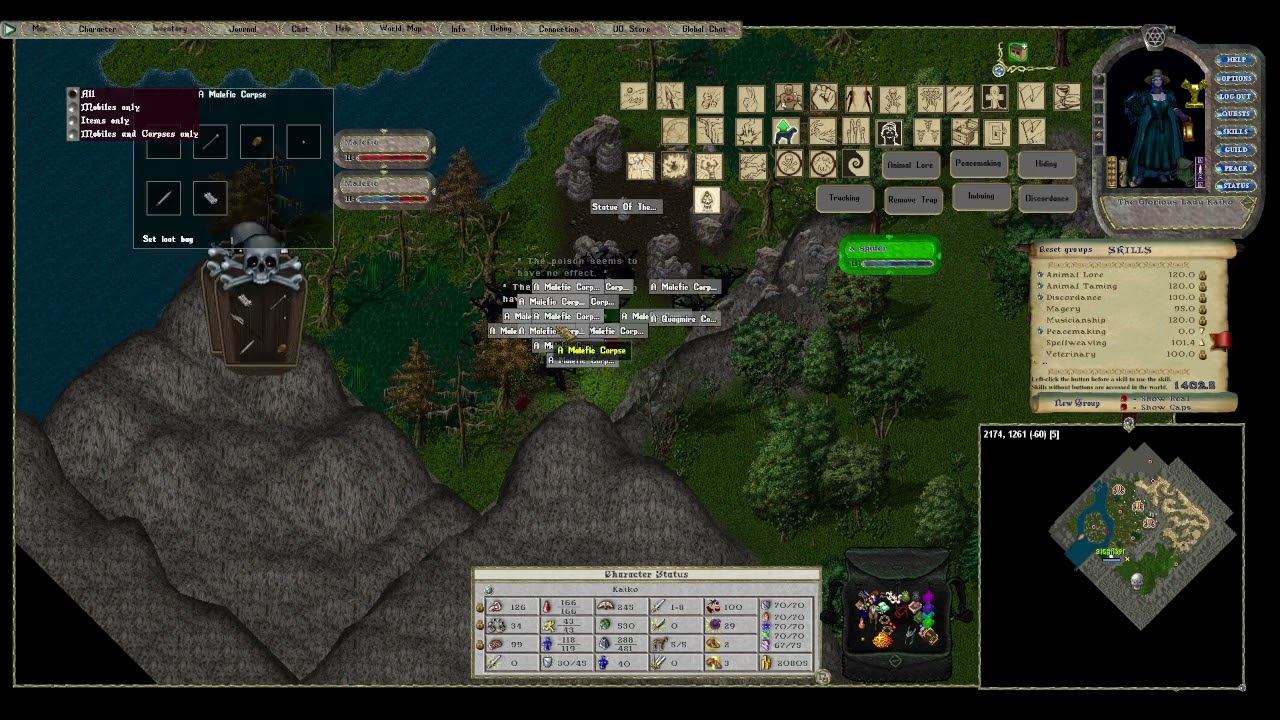 UO Alive: Testing gold farm at the Twisted Weald Maelfic Spiders with a pet
