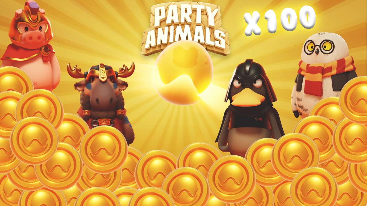 I Opened 100 Surprise Eggs in Party Animals (INSANE PULLS)