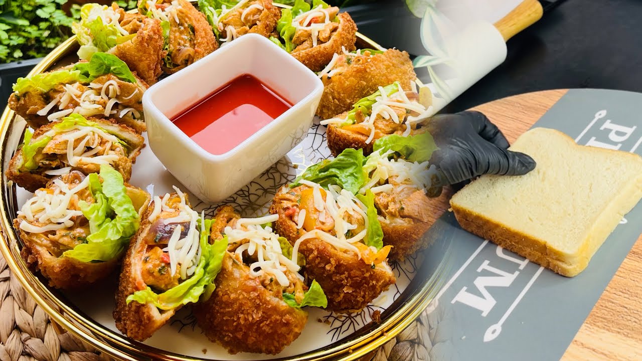 اسهل مملحات بريستيج غير بنصف صدر دجاج تحمرلك وجهك قدام ضيافك😍على شكل جيوب بخبز التوست🍞سريعة😋