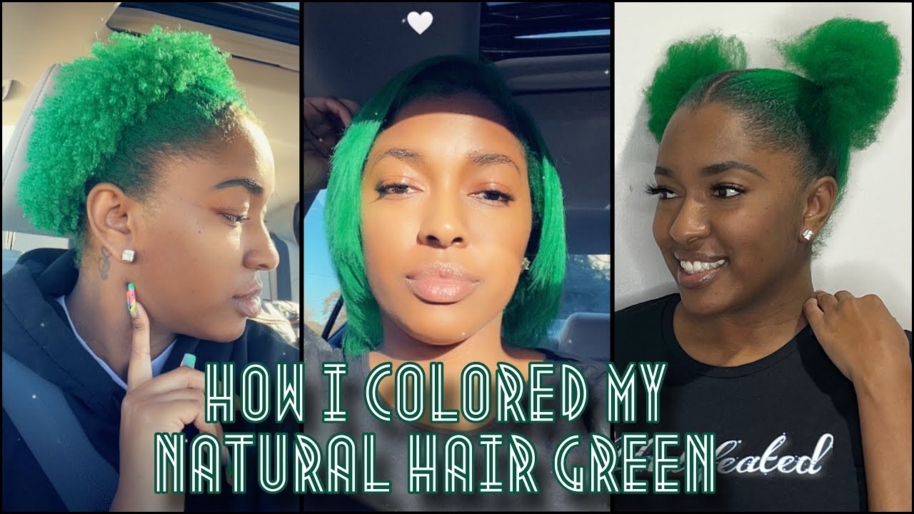 Natural Hair Green Color using Adore Clover & Electric Lime