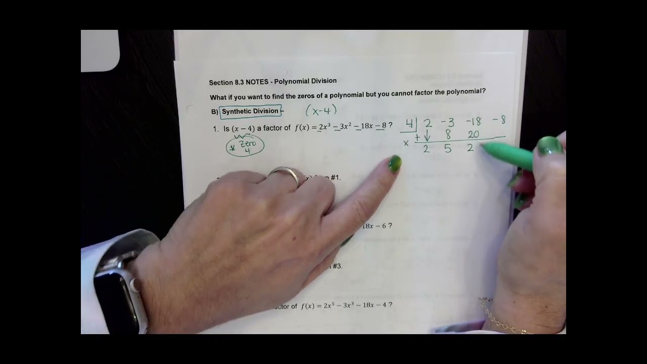 Video Lesson 8.3 Synthetic Division and Polynomials