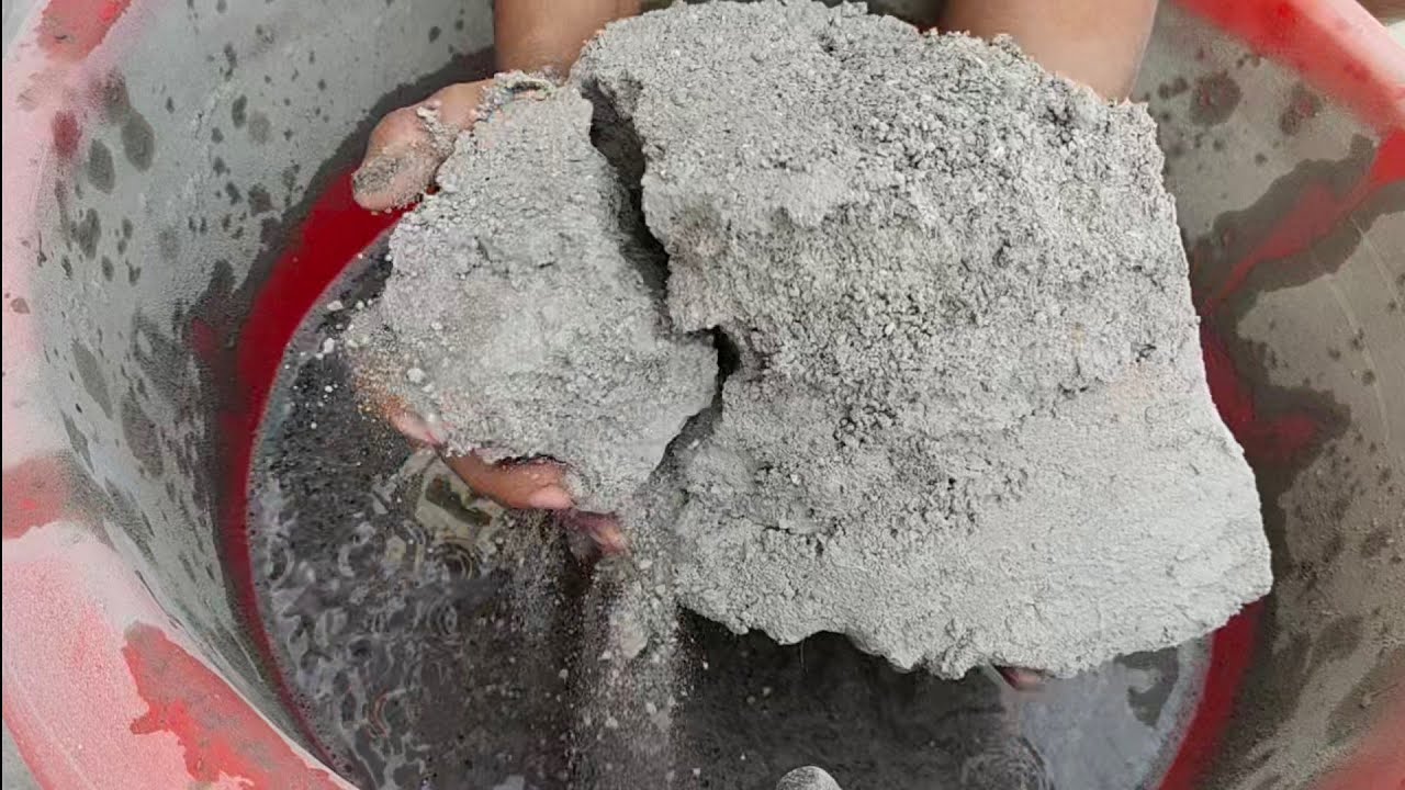Oddlysatisfying || Huge chunks || Reused pure cement crumbling in lots of water 💦 || ASASMR ||