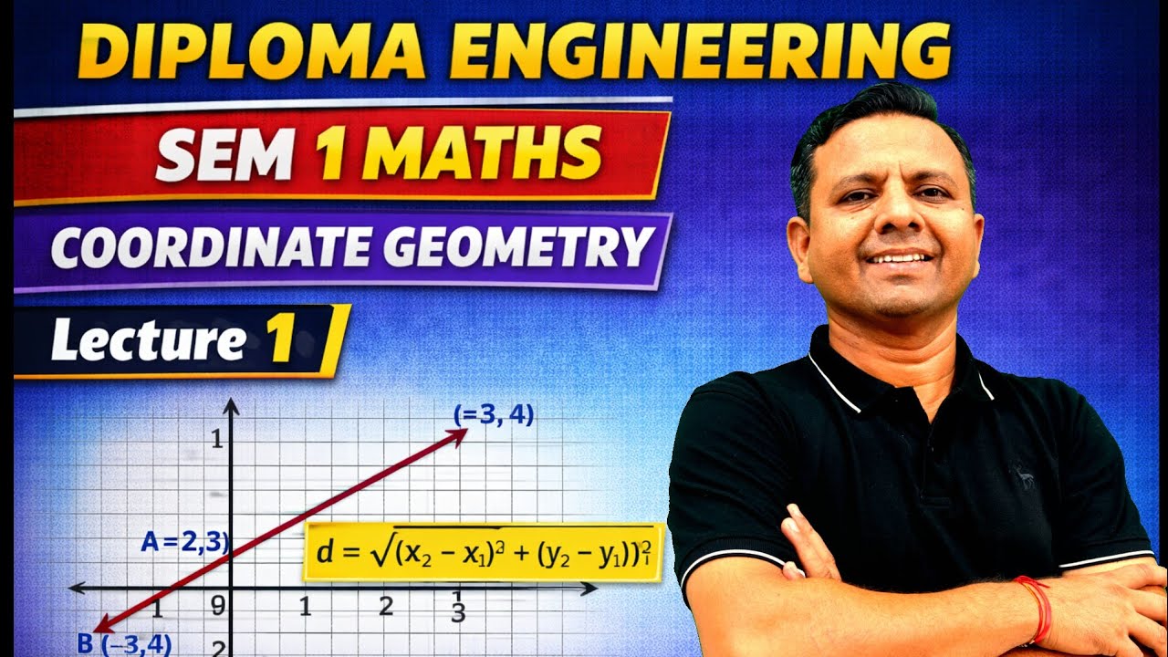 DIPLOMA SEM 1 MATHEMATICS | LECTURE 1 COORDINATE GEOMETRY | YAM BHUMITI | યામ ભૂમિતિ | GTU DIPLOMA