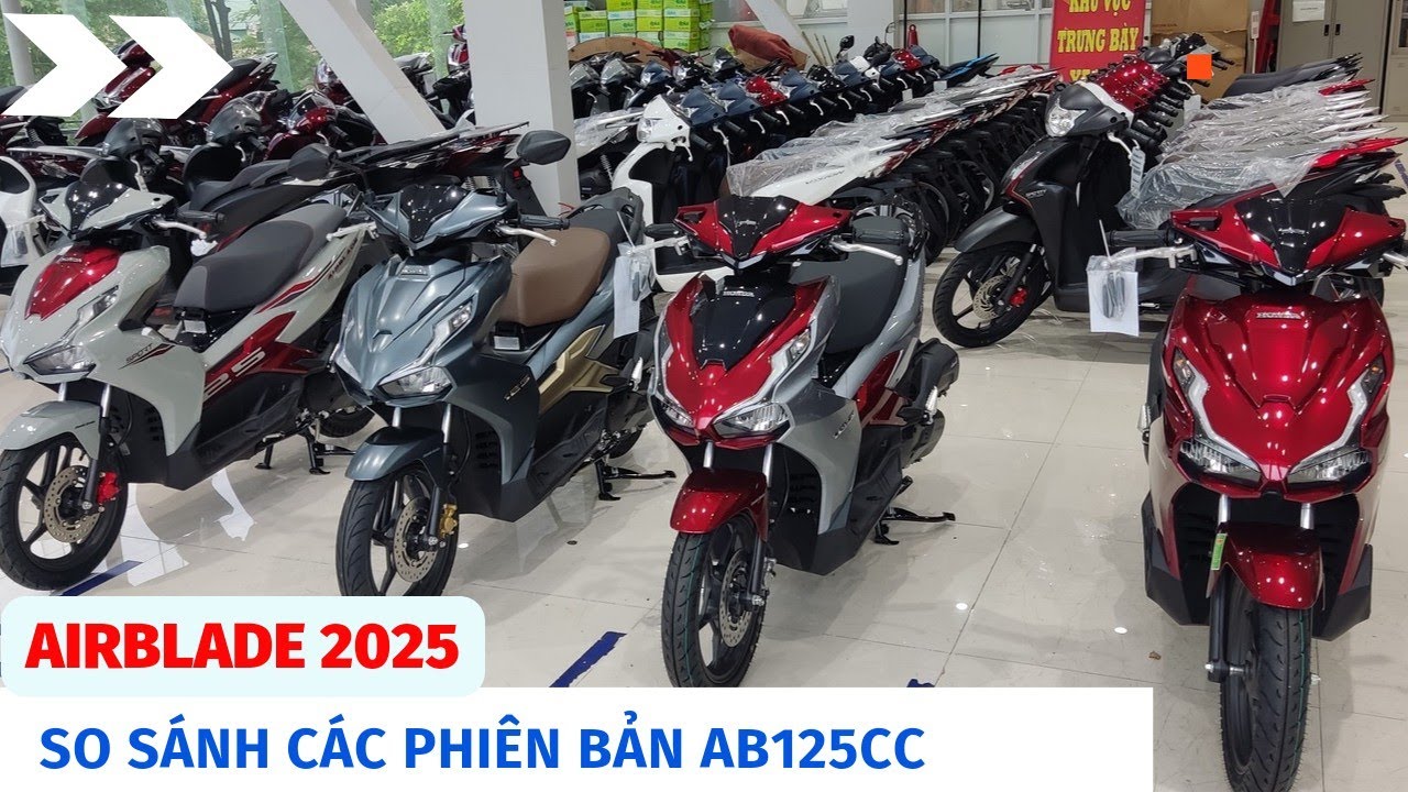 AirBlade 125cc 2025 tất cả các phiên bản. So sánh các phiên bản AirBlade 125cc 2025. #ab2025