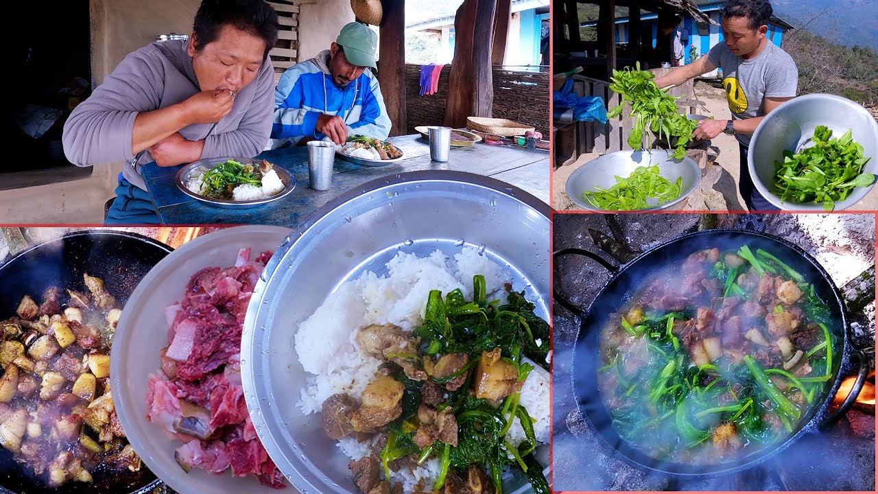 pork mustard mix curry in the lunch in the village || Bhumi Kitchen @bhumicooking
