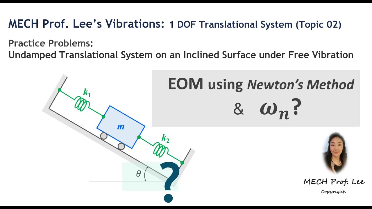 Vibrations: 1-DOF Two-Spring System on an Incline | EOM using Newton’s Method