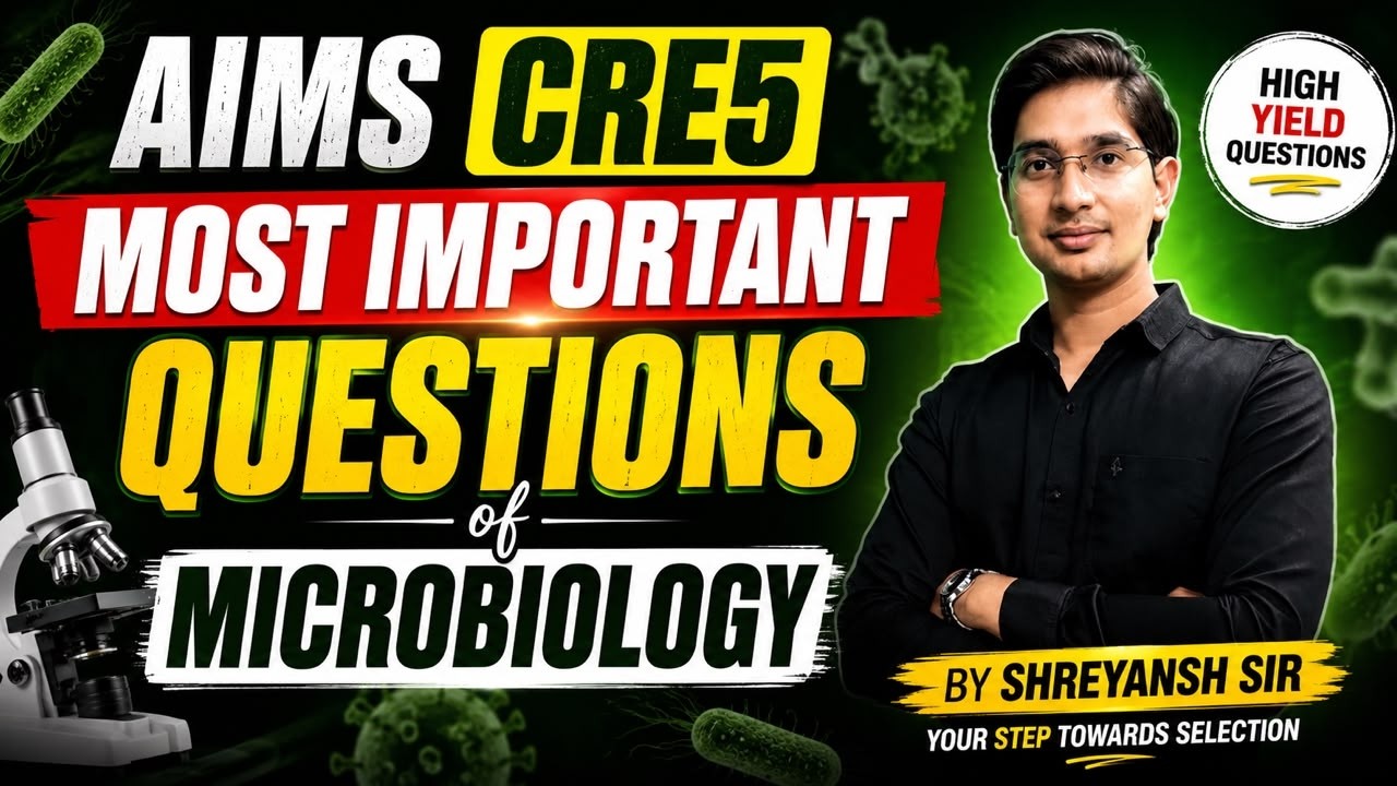 AIIMS CRE 5 MICROBIOLOGY MCQ Class |  Expected Question for SELECTION #aiims #aiimscre2026