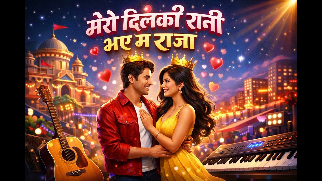 उनी मेरो दिलकी रानी, भए म राजापाएर आफ्नी प्यारी रानी, भए म राजा.जता हेर्छु, उतै उनी, मेरै नजर सामु