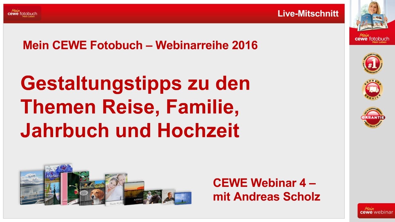 CEWE FOTOBUCH Webinar Teil 4 Gestaltungstipps zu verschiedenen Themen 2016