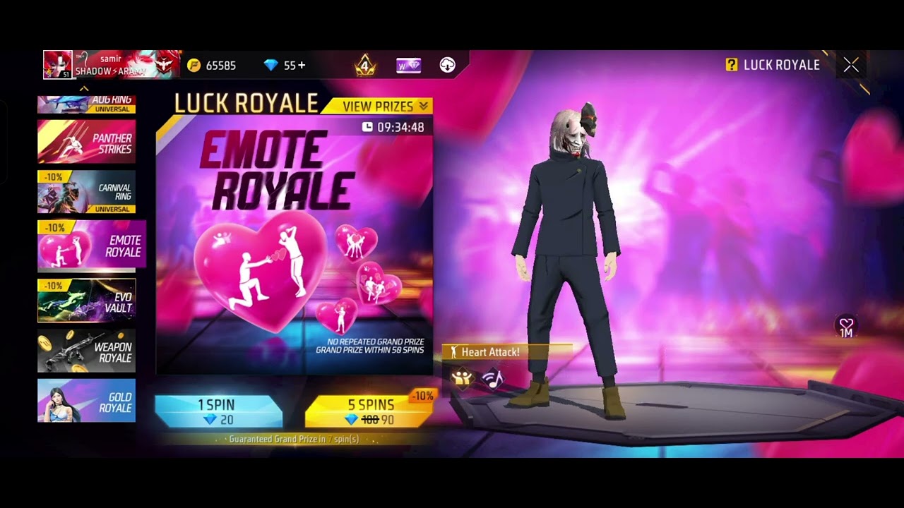 #freefire #gaming 💪🎮#valentine Day emote event #luck Royale #👑💸👍#likeandsubscribe 