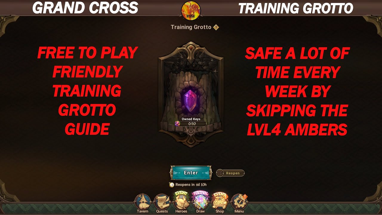 GRAND CROSS || TRAINING GROTTO DETAILED GUIDE GET ALL LVL 4 AMBERS TO 5 STARS SO YOU CAN SKIP THEM!!