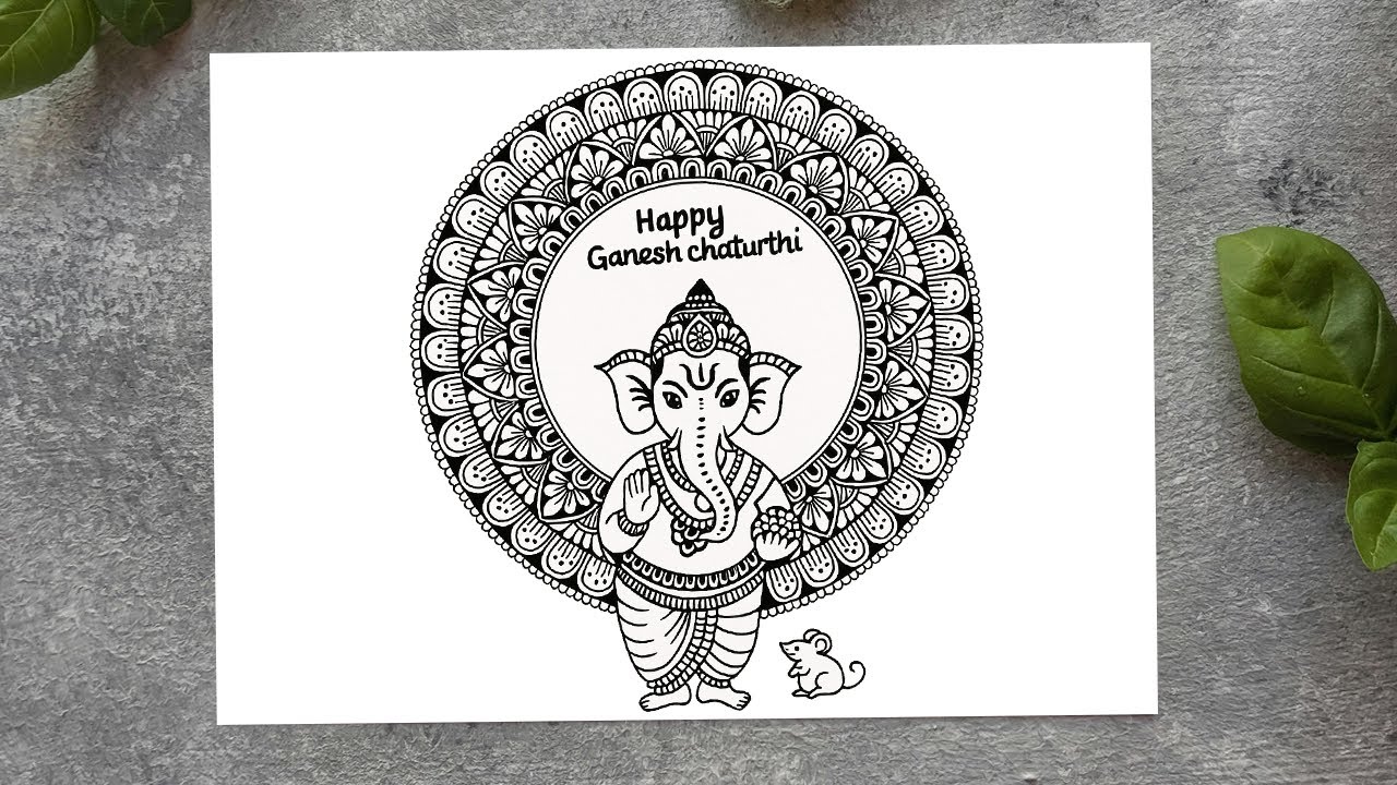Ganpati Bappa Mandala Art | How to Draw Easy Ganesh Ji Drawing | Ganesh Chaturthi Special 2025