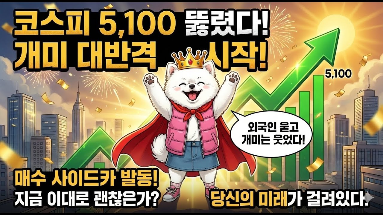 🚨 코스피 5,100선 탈환! 매수 사이드카 발동과 개미들의 5조 원 승부수 (시장 긴급 진단)