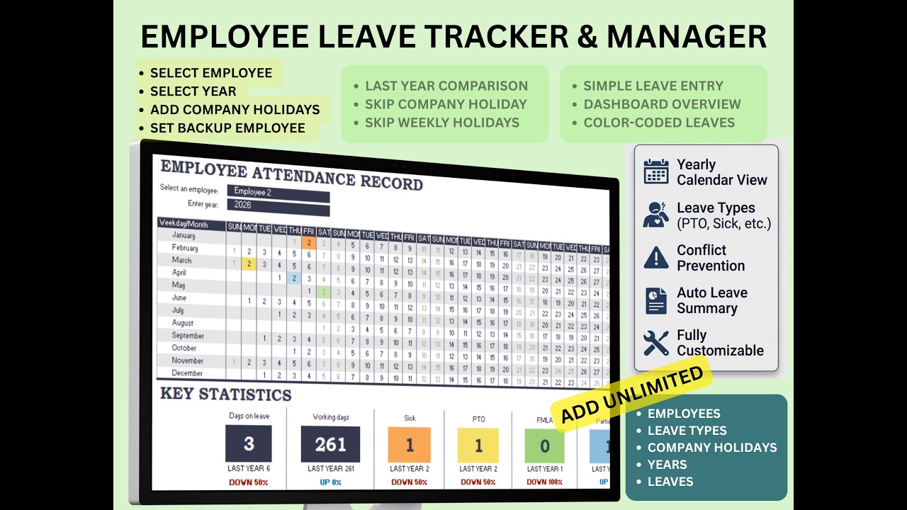 Employee Leave Tracker in Excel | Manage PTO, Holidays & Avoid Conflicts Easily