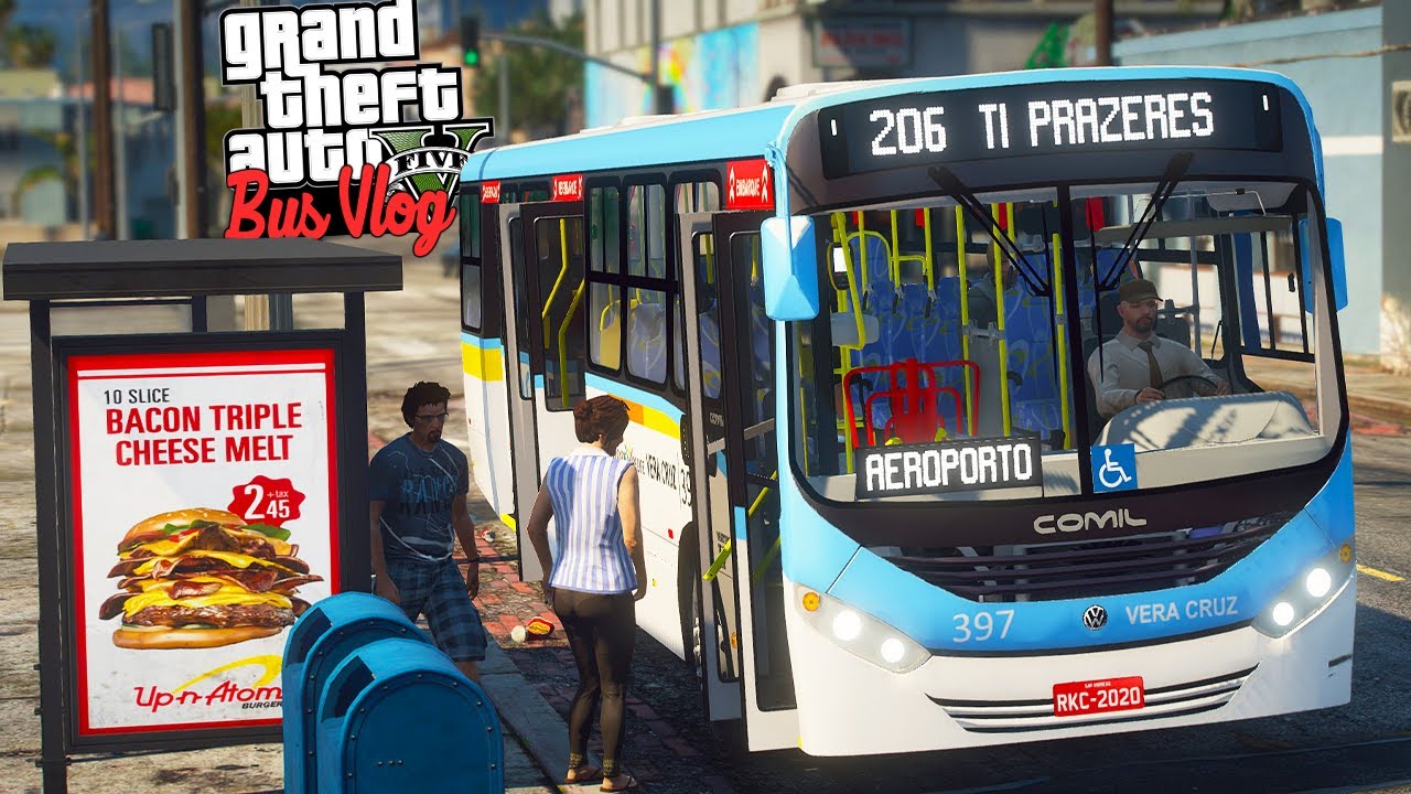 VOLTEI A TRABALHAR COMO MOTORISTA DE ONIBUS NO GTA 5 - GTA V BusVlog