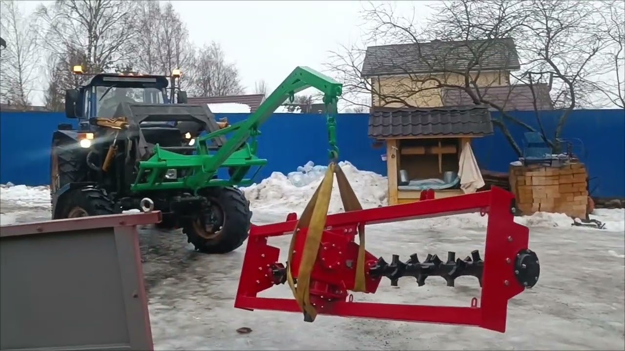 Разгрузка почва фрезы самодельным краном
