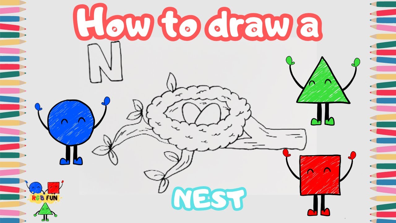 How To Draw Nest | Fun Drawing And Coloring For Kids With RGB Fun