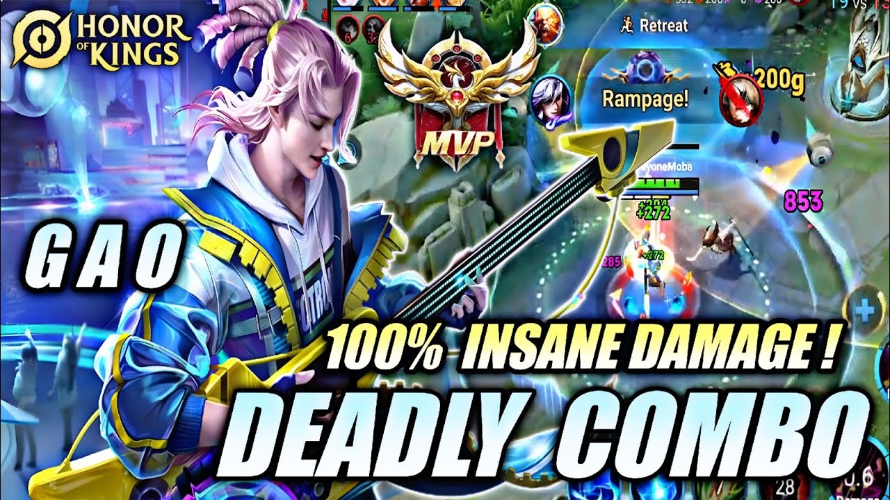Gao 100% INSANE DAMAGE! DEADLY COMBO 🔥 - Pro Technique Using Gao Mid Lane | Honor of Kings (HOK)