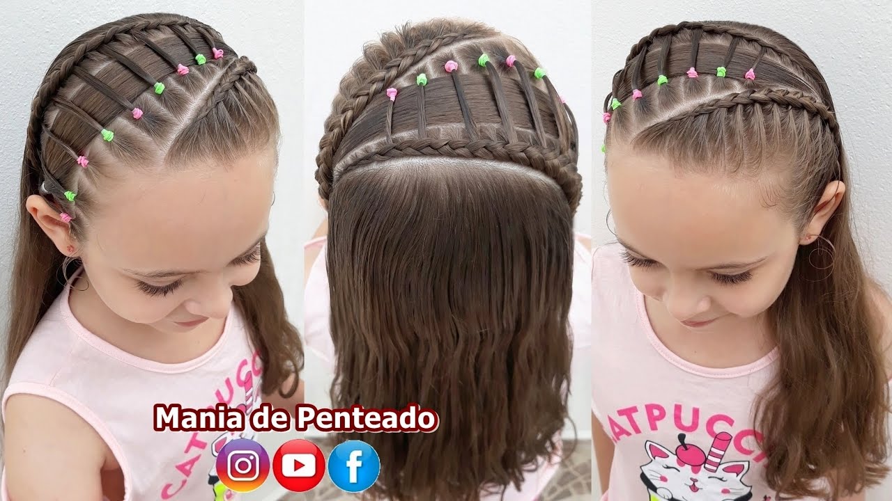 Penteado Infantil Trança Inversa com Ligas em Ponte | Bridge Braid Hairstyle with Elastics for Girls