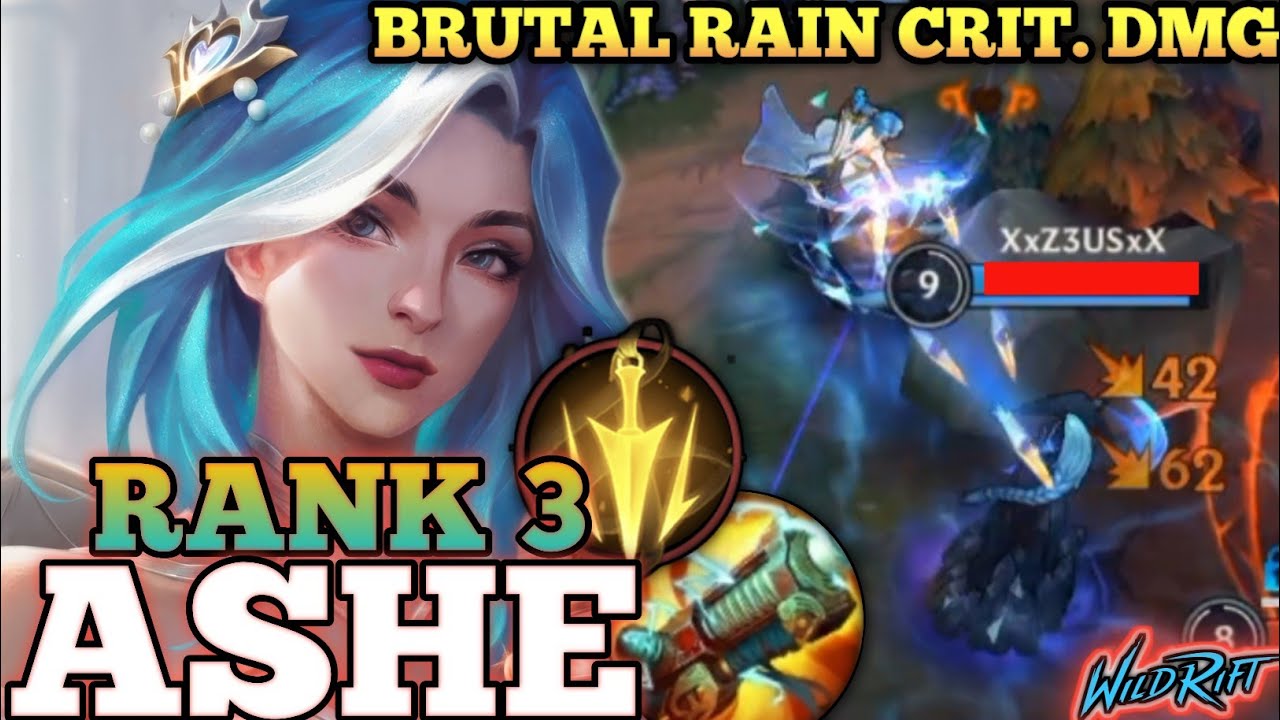ASHE DEADLY RAIN CRIT. SHOT DMG! OVERPOWER META BUILD - TOP 3 GLOBAL ASHE BY Ken kaneki神性- WILD RIFT