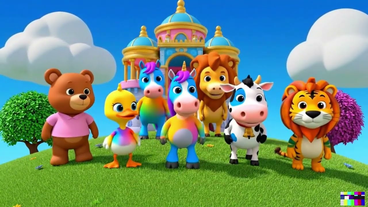 Rainbow Jelly Pool! 💦 Funny Animals Slides & Splash | Water Park Song