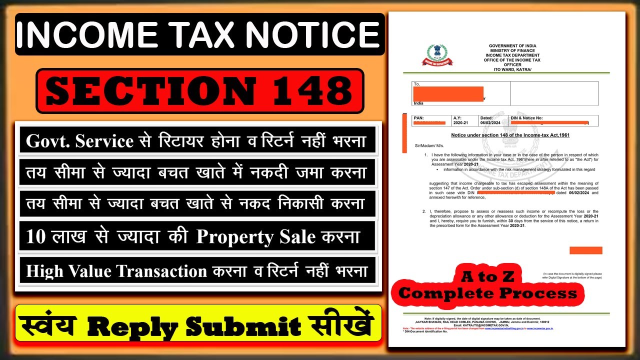 Income Tax Notice Under Section 148 | What is Income Tax Notice u/s 148 | Income tax Notice 148a