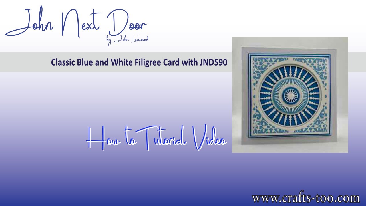 Classic Blue and White Filigree Card with JND590