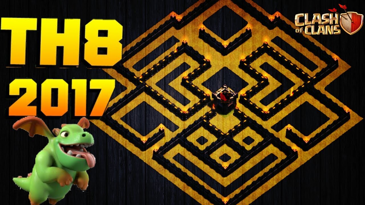 NEW TOWN HALL 8 WAR BASE 2017! TH8 HYBRID ANTI 3 STAR WAR BASE!! - CLASH OF CLANS(COC)
