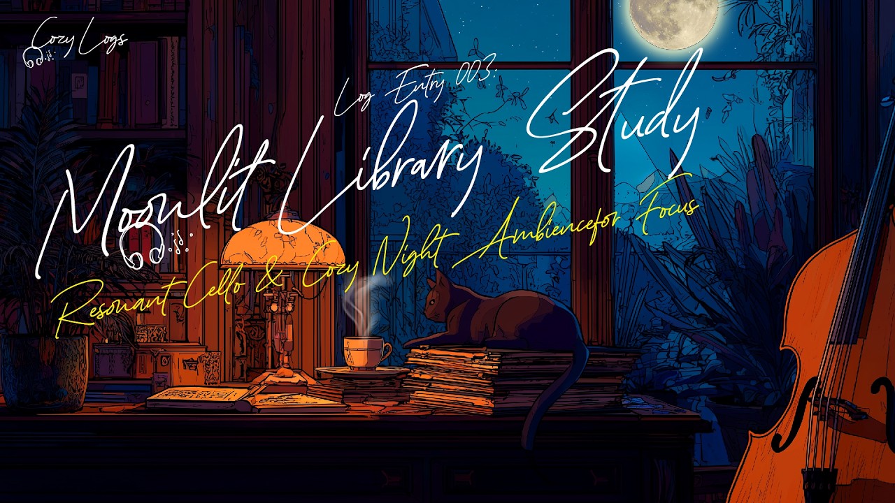 LOG ENTRY 003  Moonlit Library Study | Resonant Cello & Cozy Night Ambience for Focus 🎻🌙