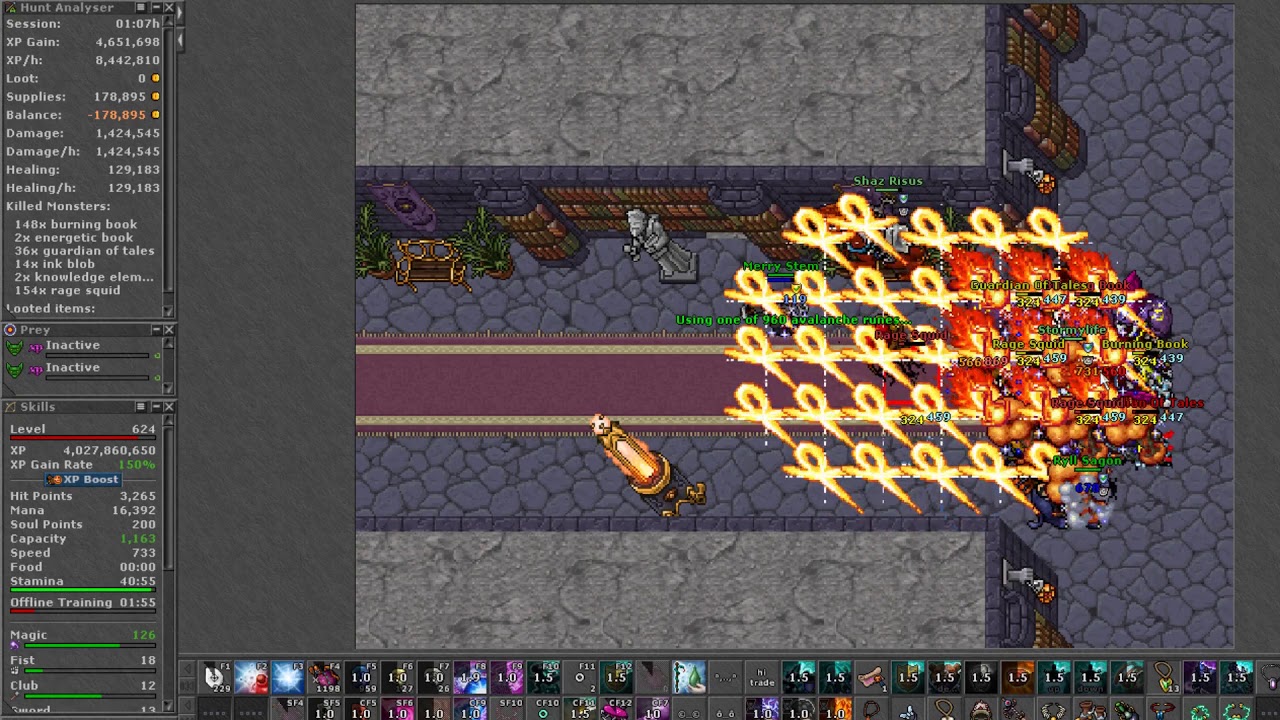 Tibia Secret Library Fire Section Hunt 624 MS Non-pvp