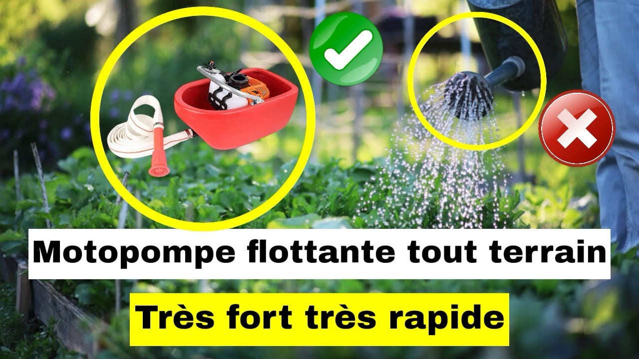Cette motopompe flottante fait un arrosage rapide et efficace.
