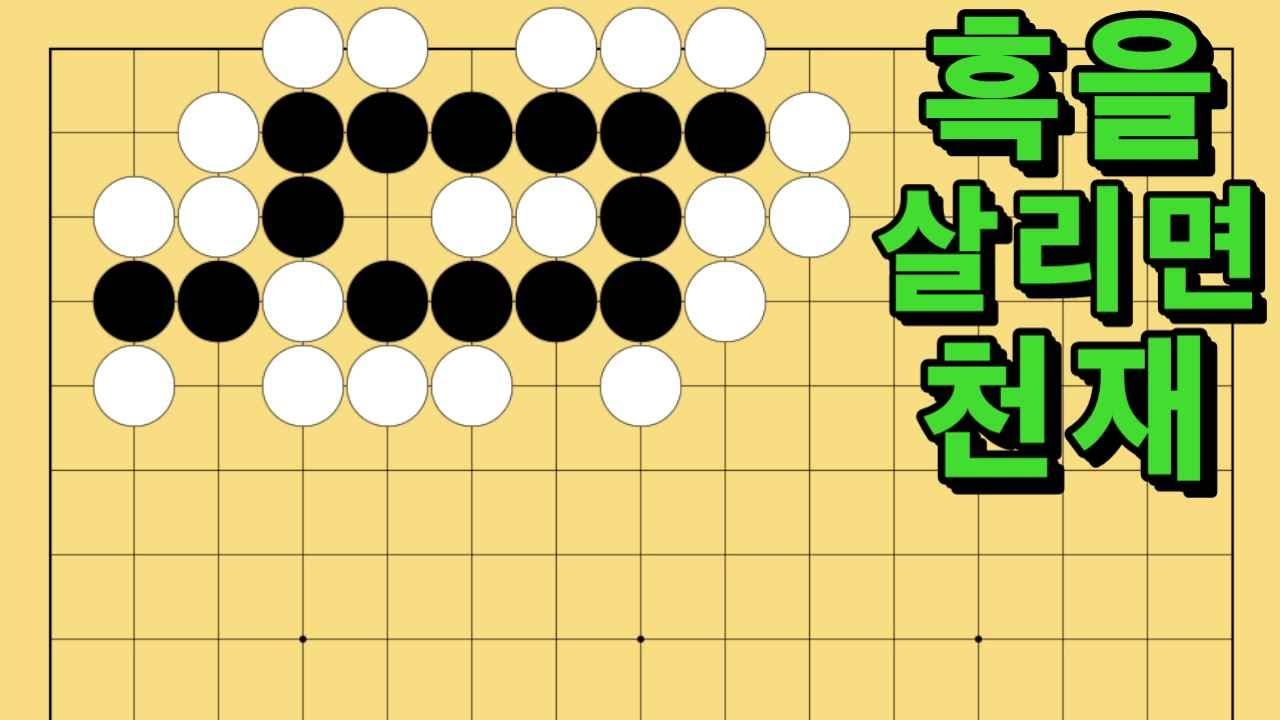 바둑 묘수 사활 - 고기를 유인하는 묘수가 있습니다. 흑을 살려보세요.
