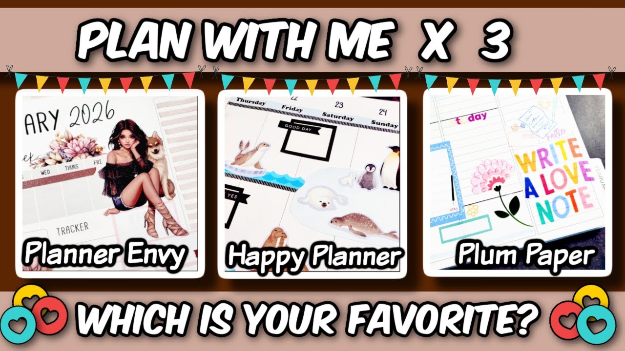 3 Planner Themes in ONE Video! 🐶🐧✍️ Plan With Me x3