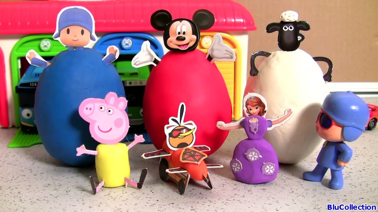 Surprise Clay Buddies Mickey Mouse, Pocoyo, Shaun Sheep Play Doh Eggs