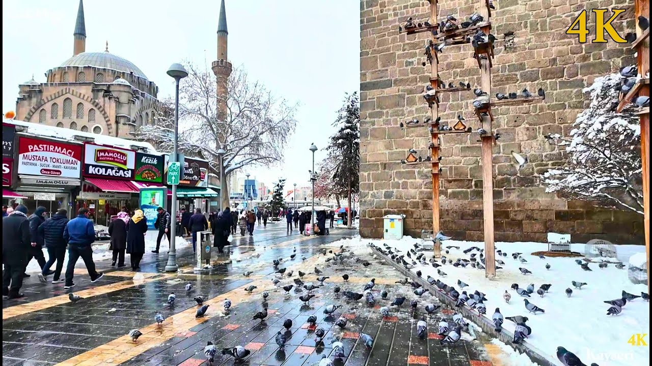"yoğun kar yağışı" KAYSERİ DE KIŞ 🥶[ 2025 ]/4K/KAYSERİ ŞEHİR Yürüyüş Turu. KAYSERİ CITY Walking Tour