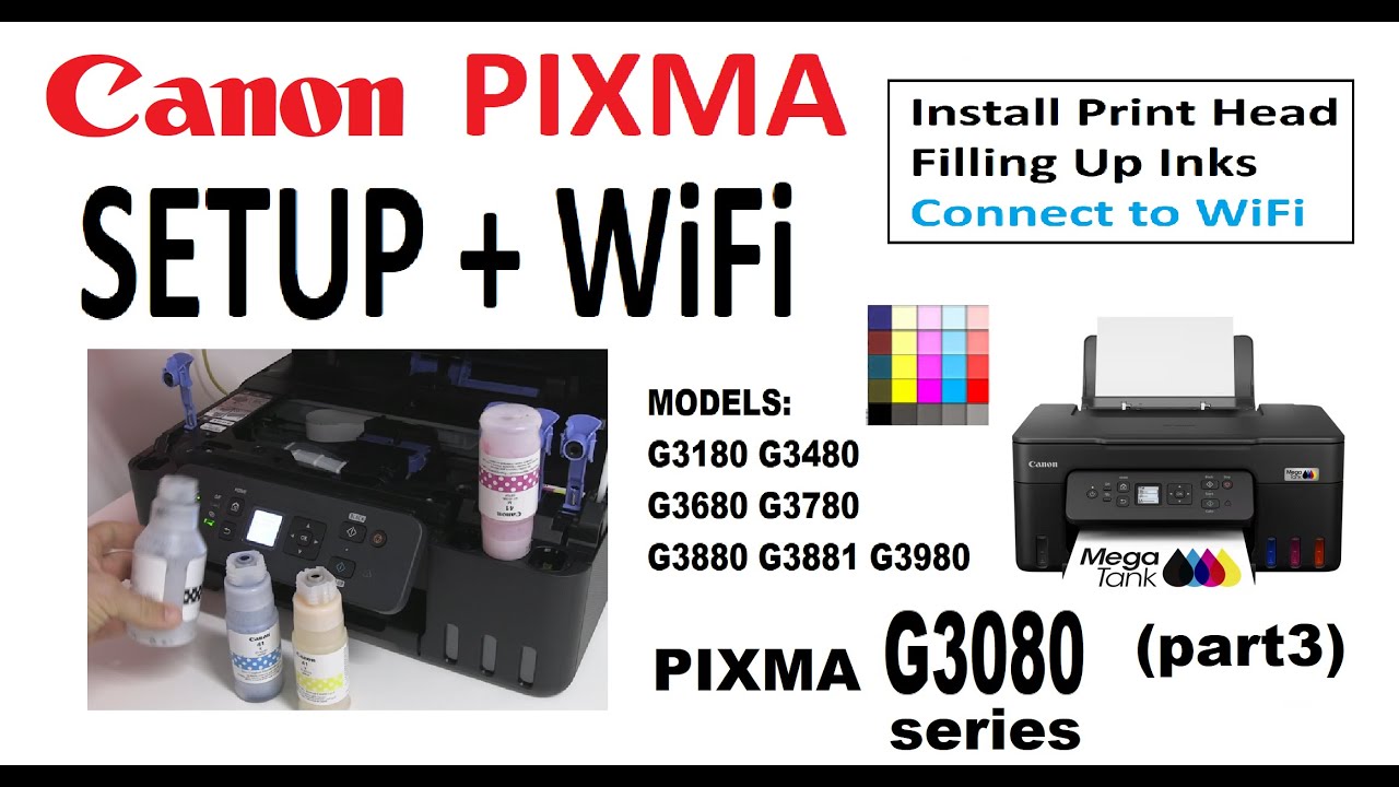 PIXMA G3180 G3480 G3680 G3780 G3880 G3881 G3980 (part3) Setup and Connect to WiFi, Canon PRINT app