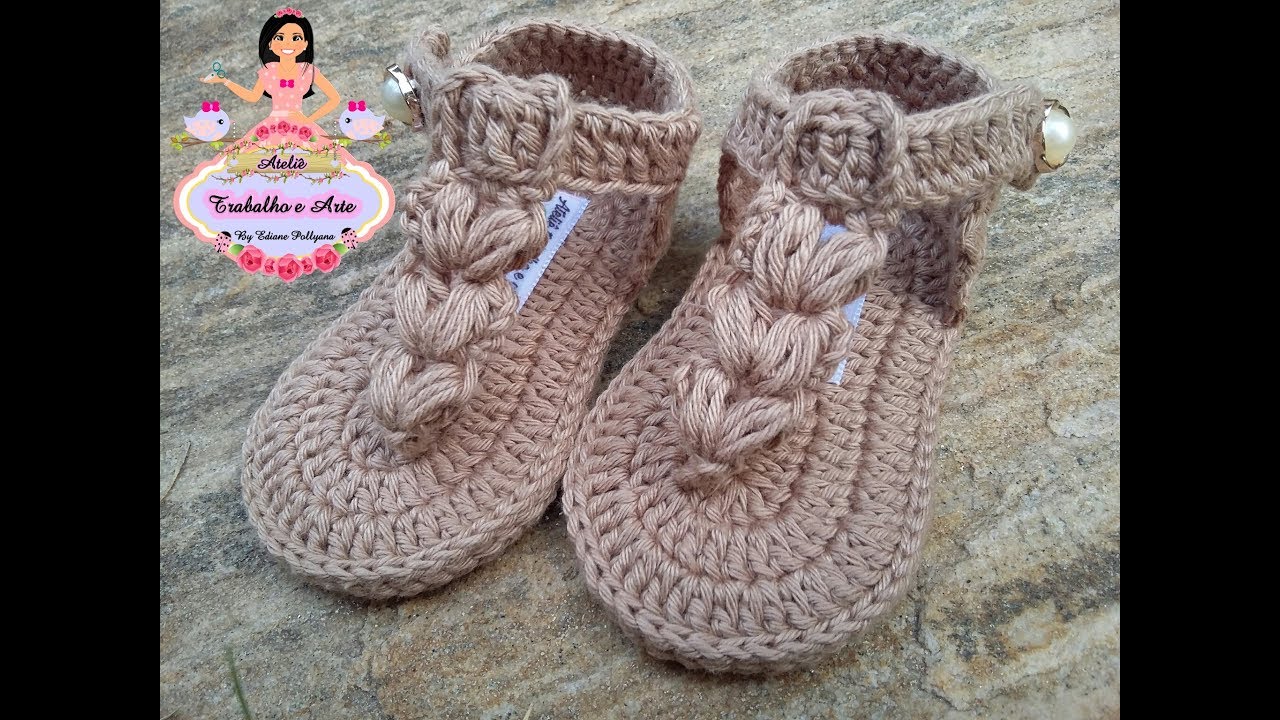 Rasteirinha puff em crochê 2 a 4 meses