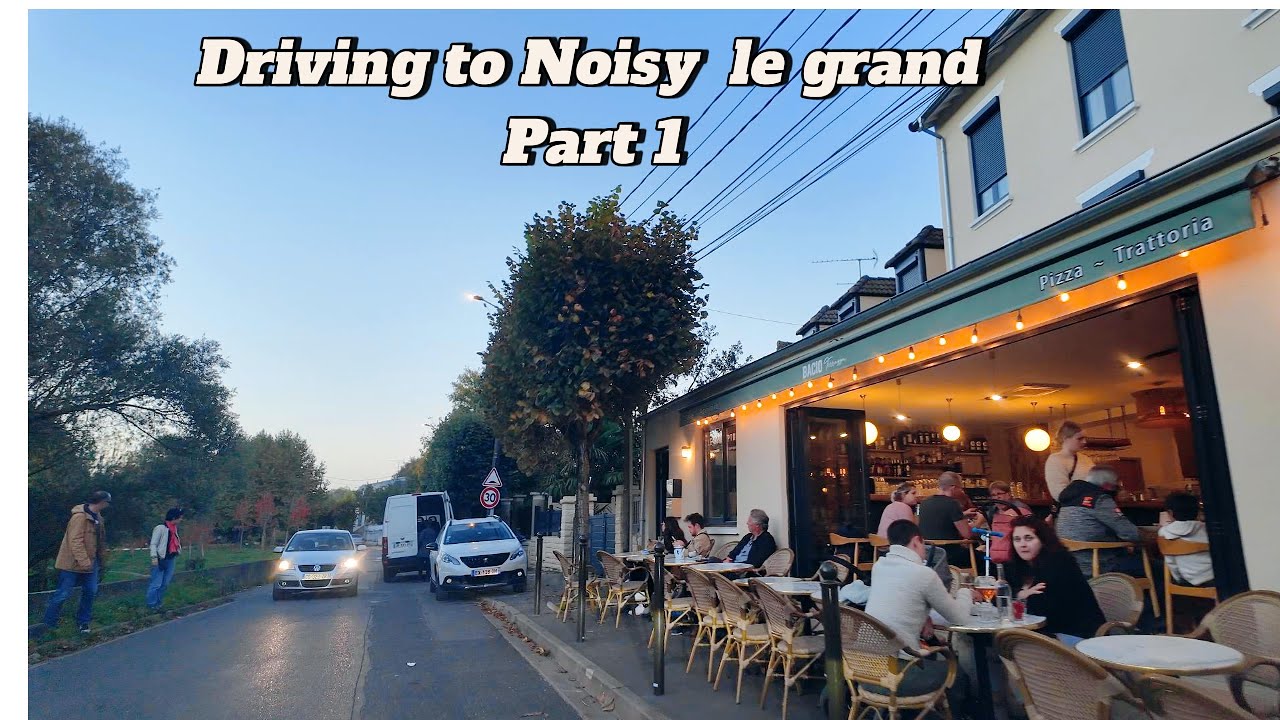 Driving through a beautiful town Noisy le Grand in Suburbs of Paris