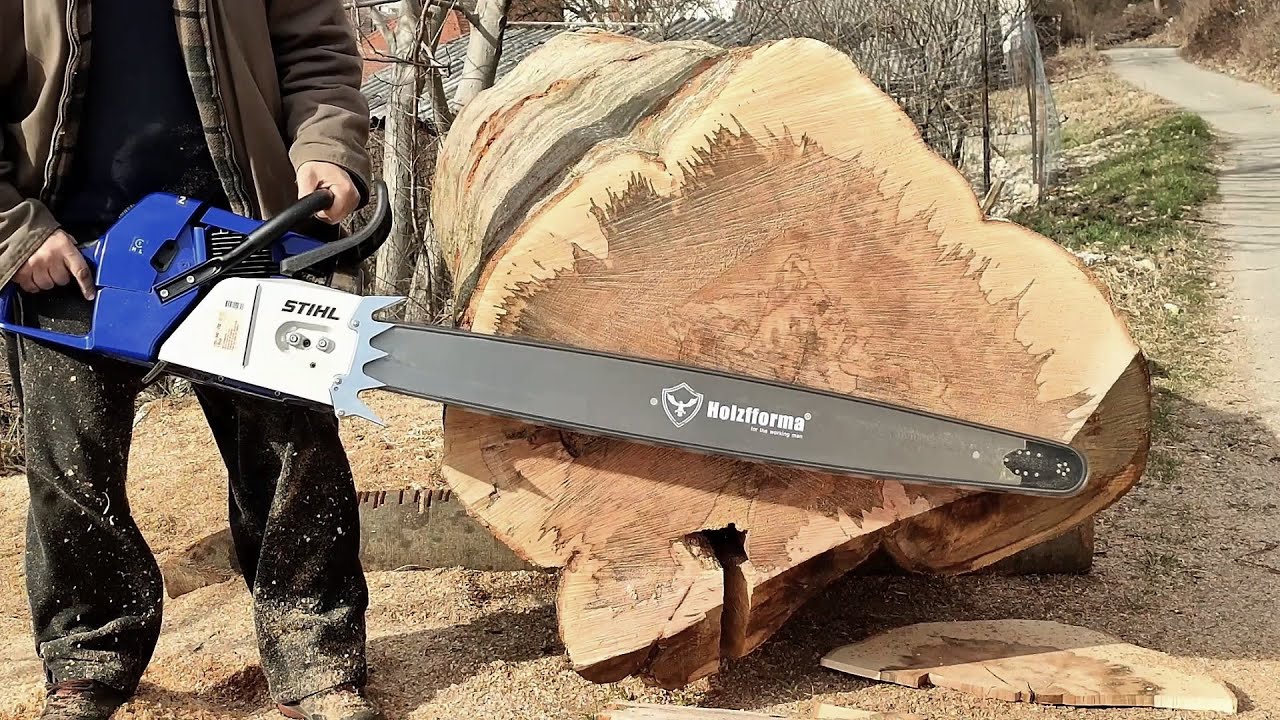 Big wood for a big chainsaw (FarmerTec G888 with Holzfforma bar cutting huge & hard wood)