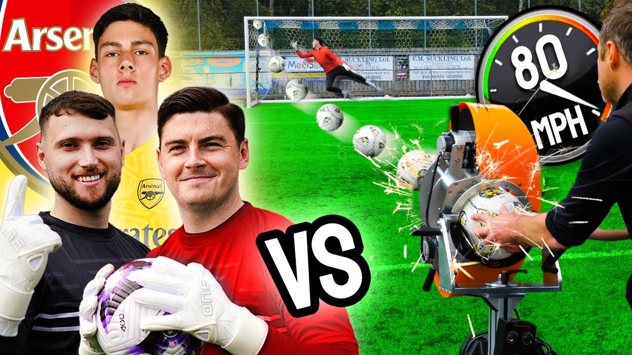 3 Goalkeepers vs 80MPH Ball Launcher! ft. Arsenal's Alexei Rojas