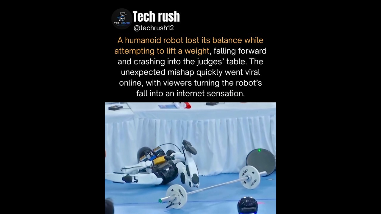 🤖 Humanoid Robot&rsquo;s Weightlifting Attempt Goes Hilariously Wrong! 😂💥 #ai #techupdates #shorts #news