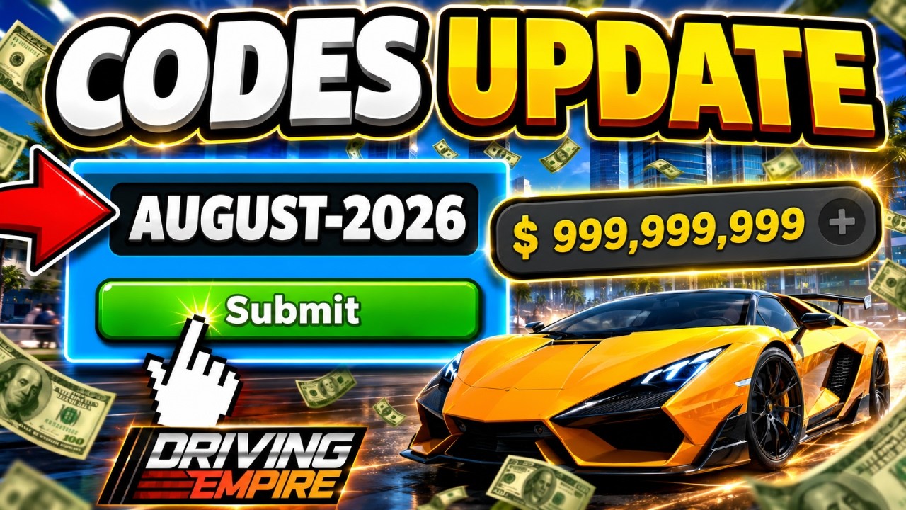 ВСЕ НОВЫЕ КОДЫ ДЛЯ DRIVING EMPIRE АВГУСТ 2026 🎁 БЕСПЛАТНЫЕ МАШИНЫ + ДЕНЬГИ! КОДЫ ROBLOX DRIVING E...