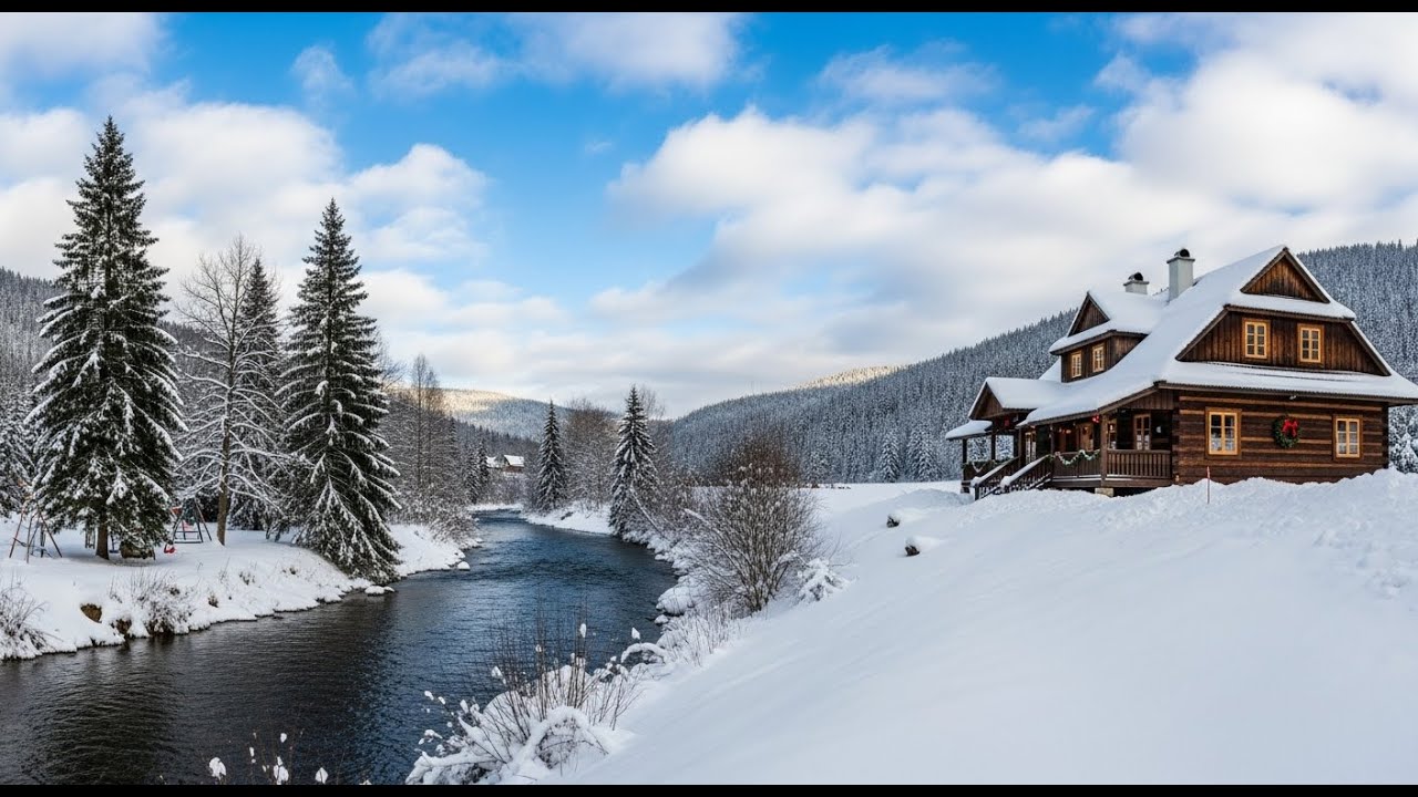 Winter Nature Sounds ❄️🔥 Warm Lakeside Cabin Ambience for Sleep, Meditation & Relaxation